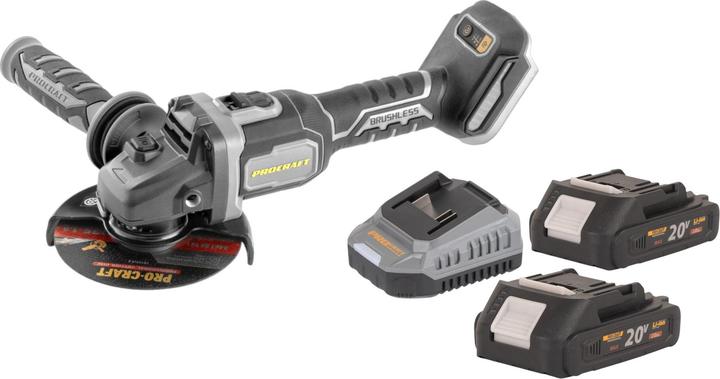 Produktbild Procraft Industrial AG125Bbb Akku Winkelschleifer 20 V 125 mm Brushless + 2x Akku 2,0 Ah + Ladegerät (125 mm)