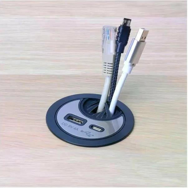 Actual product image Max Hauri Office Line cable feed-through with USB/A and USB/C charger