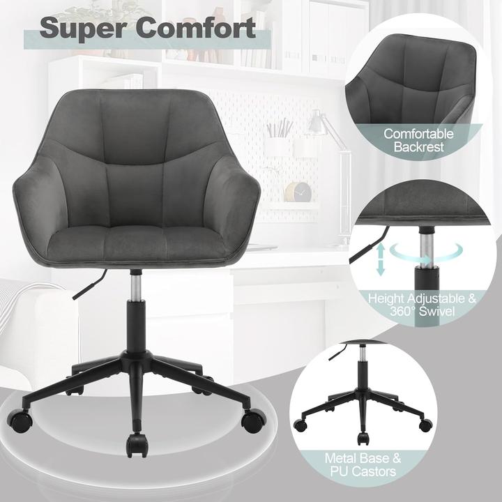 Produktbild Woltu Höhenverstellbarer Drehstuhl BS145dgr mit Armlehnen (bis 150 kg)