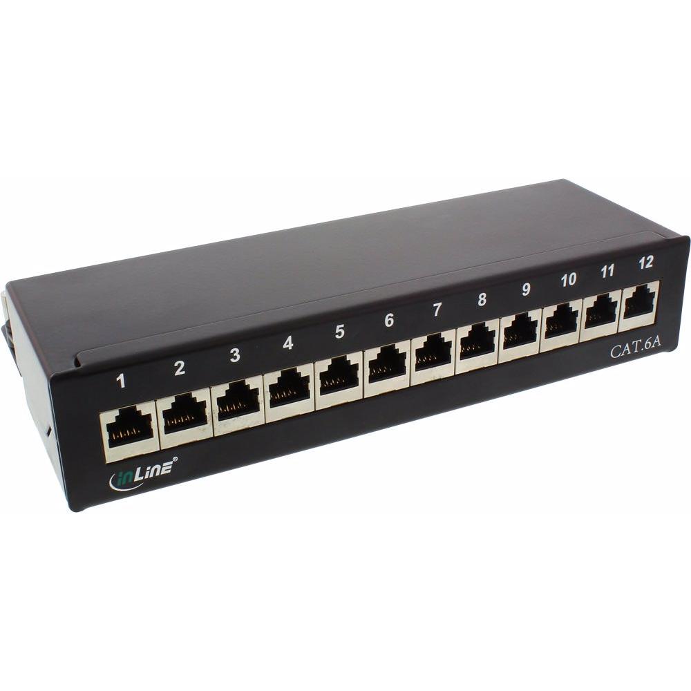 InLine Patchfeld Cat.6A 12-fach, Server Zubehör, Schwarz