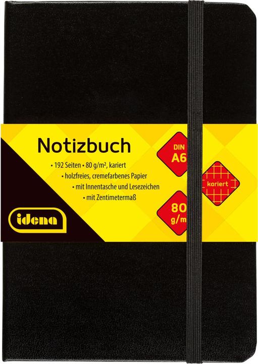Produktbild Idena Notizbuch A6 kariert schwarz FSC-Mix (A6, Kariert, Harter Einband)