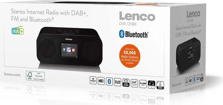 Image du produit Lenco Radio Internet stéréo DIR-121BK noir, DAB, FM, BT (DAB+ DAB, FM, Radio Internet, Bluetooth, WiFi)