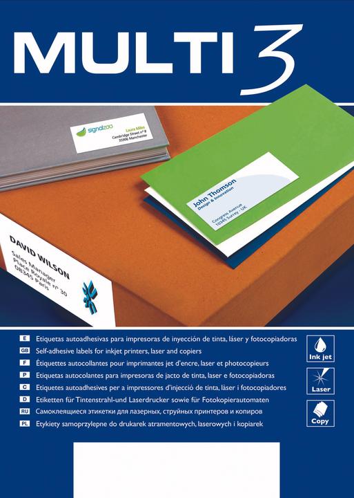 Productafbeelding Multi Universele etiketten, 105x74mm, rechthoekig, wit 100 vellen.