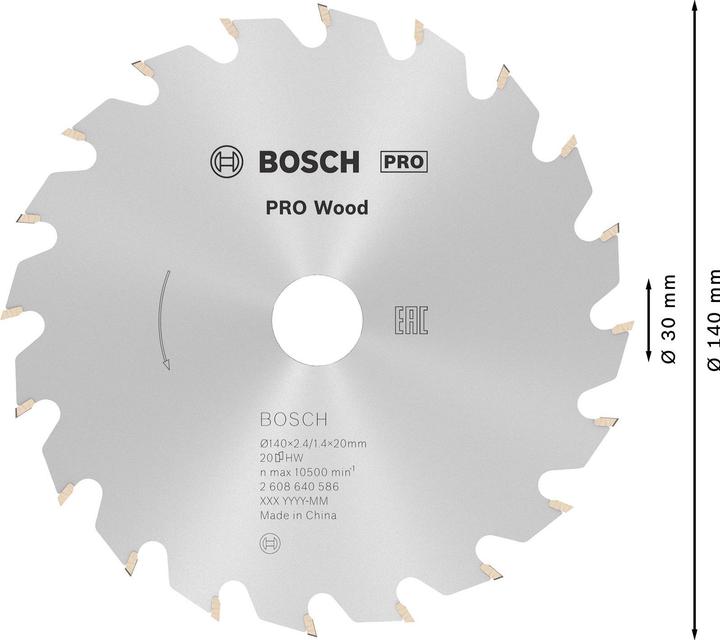Actual product image Bosch Professional Zubehör PRO Wood circular saw blade, 140 x 2.4 x 20 mm