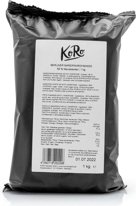 Produktbild KoRo Marzipanrohmasse M0 mit Invertase (1000 g)