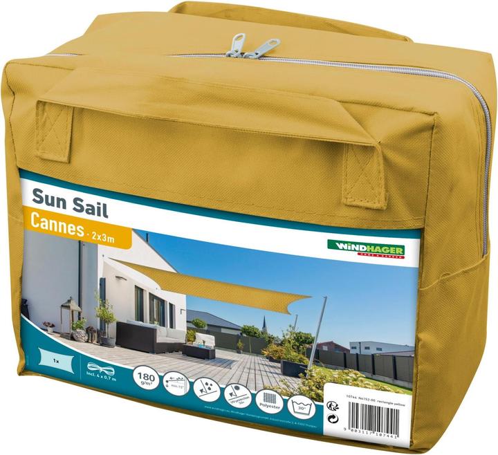 Image du produit Windhager Voile d'ombrage Cannes, 2 x 3 m, rectangle, jaune (30 x 20 x 20 cm)