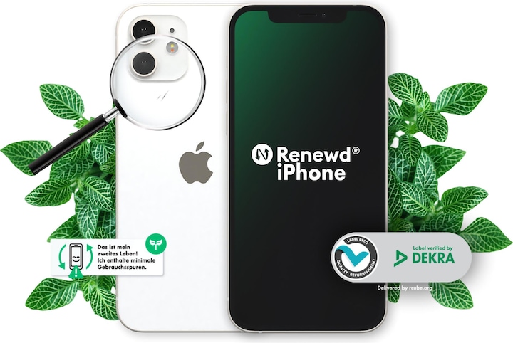 Actual product image Renewd iPhone 12 (64 GB, White, 6.10", 12 Mpx, Dual SIM, A / Like new)