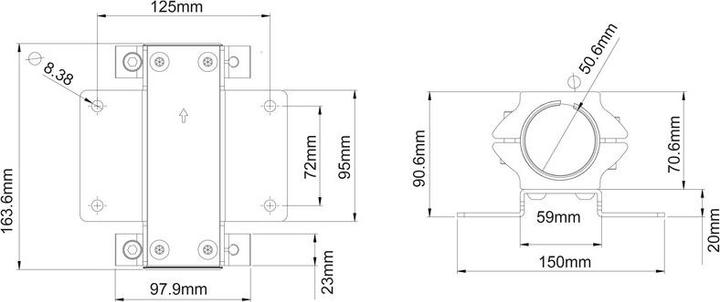 Image du produit Multibrackets Pince à tube Ø50mm, pour système Pro, métal (Platines de montage / d'adaption)