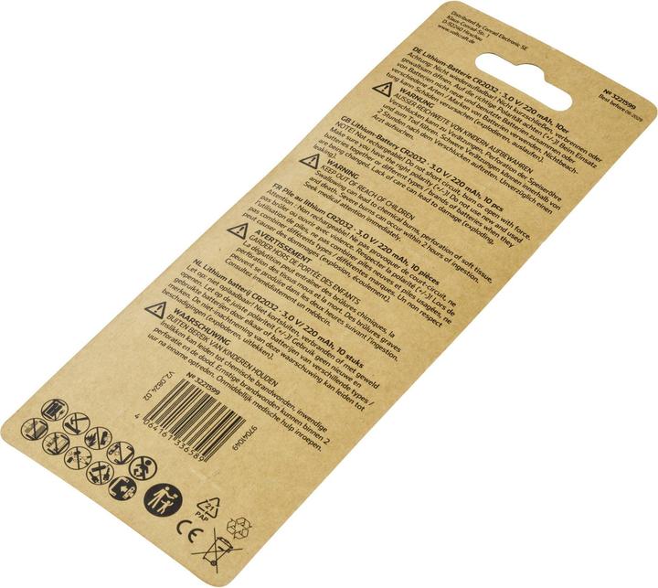 Produktbild Voltcraft Knopfzelle CR 2032 3 V 10 St. 220 mAh Lithium VC-16107995 (10 Stk., Gerätespezifisch, 220 mAh)