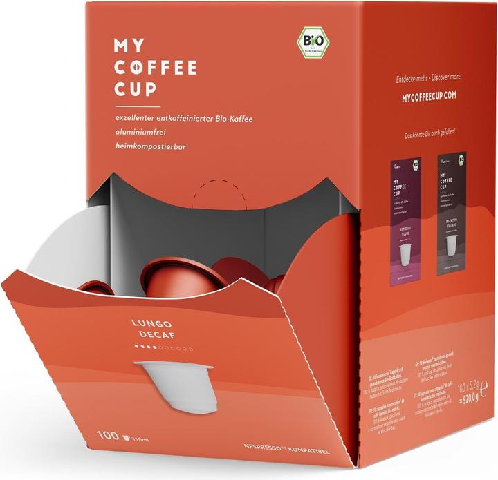 Produktbild My-Cups Kaffeekapseln Lungo decaf 100 Stück (100 x Port.)