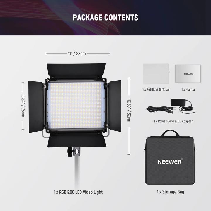 Actual product image Neewer (10102572) RGB1200 Metal RGB LED Video Light 60W with App Control V4 (Video light)