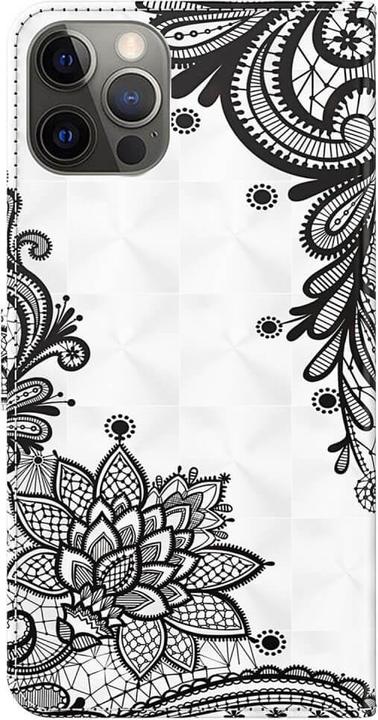 Produktbild Cover-Discount iPhone 14 Pro - Etui Glitzer Effekt Blumen weiss (Apple iPhone 14 Pro)