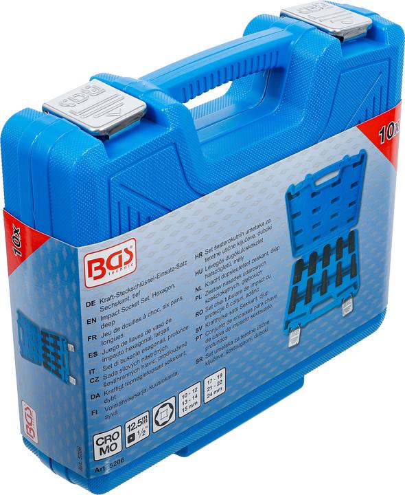 Actual product image BGS Impact Socket Set, Hexagon, deep 12.5 mm (1/2") Drive 10 - 24 mm 10 pcs. (10 mm)