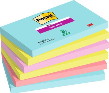 Image du produit Post-it Super Sticky Notes27x76mm 6556SSMIA Miami 4 couleurs 6x90 feuilles (127 x 76 mm)