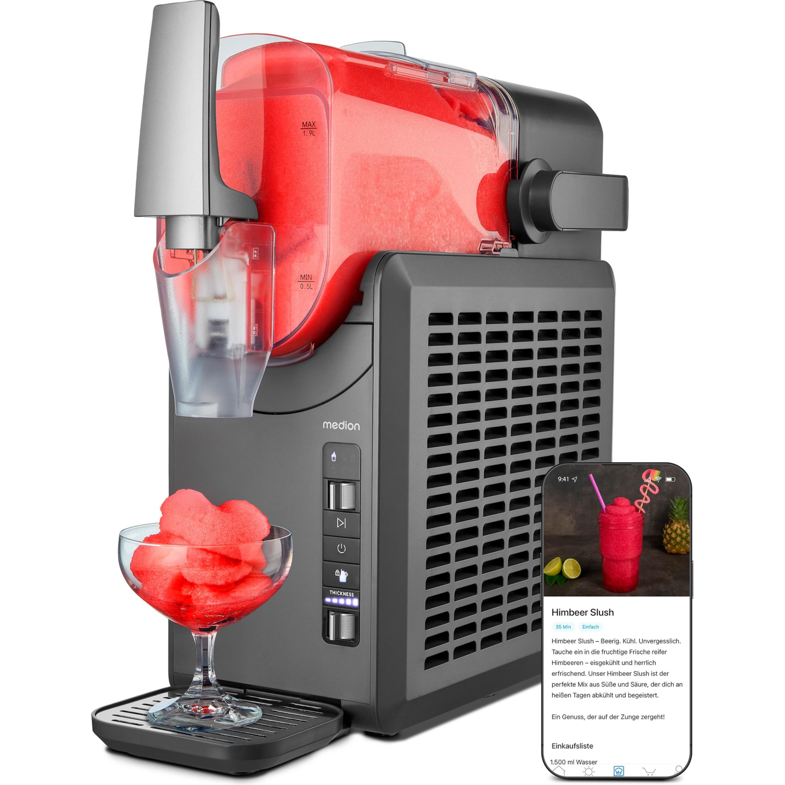 Medion Macchina Per Il Ghiaccio Life Slush MD12090, Macchine Per Il Gelato + Fabbricatori Di Ghiaccio, Argento, Grigio