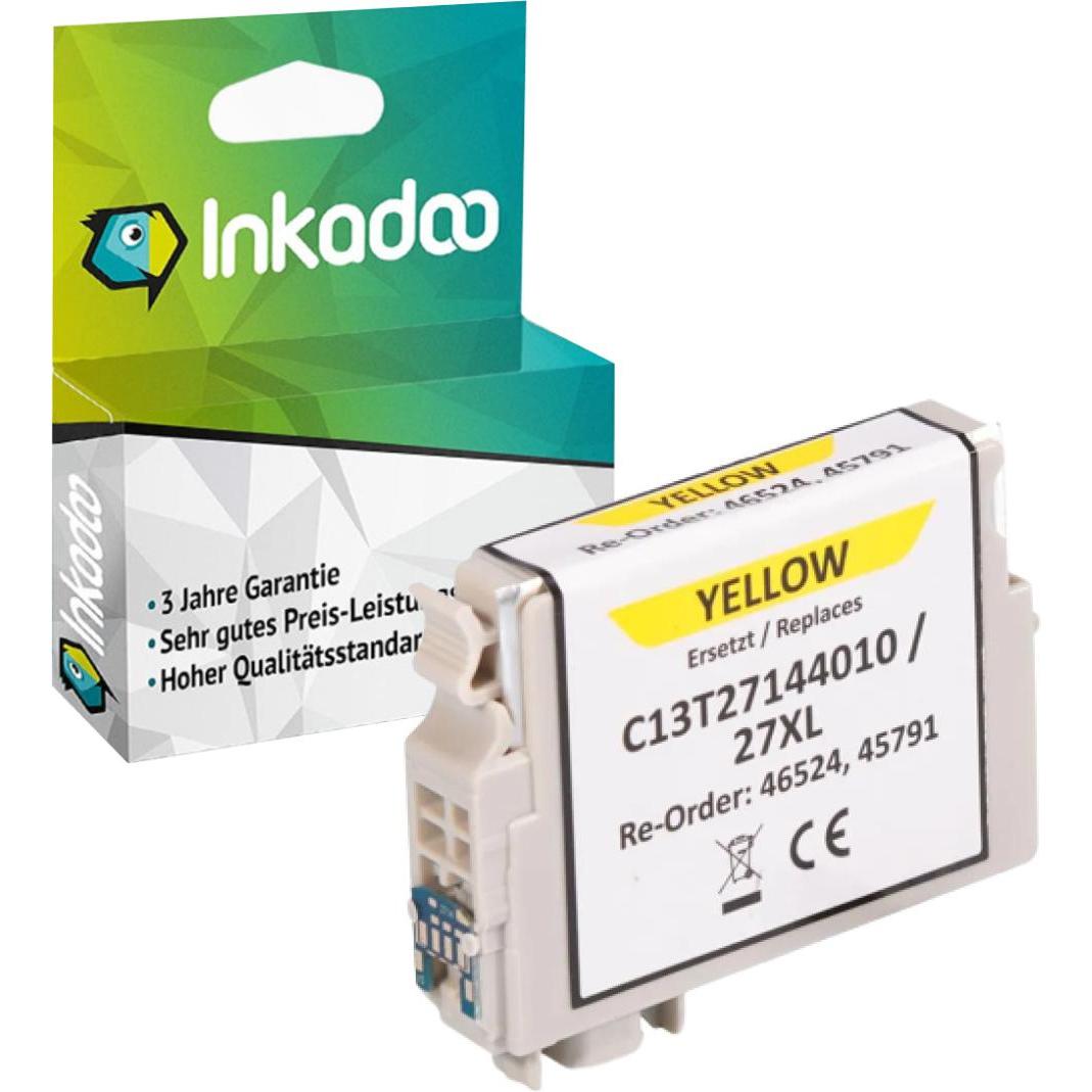 Inkadoo, Druckerpatrone, Druckerpatronen kompatibel zu Epson C13T27144010 / 27XL Tintenpatrone, gelb Gelb (Y)