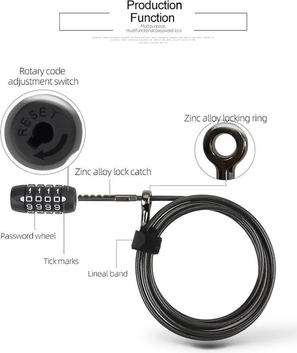 Actual product image Mobygo Kabelschloss EasyPass (180 cm)