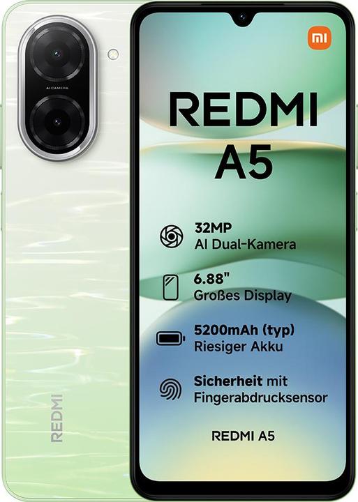 Image du produit Xiaomi Redmi A5 4G Dual Sim 4GB RAM 128GB - Lake Green (128 Go, Lac Vert, 6.88", Double SIM, 32 Mpx, 4G)