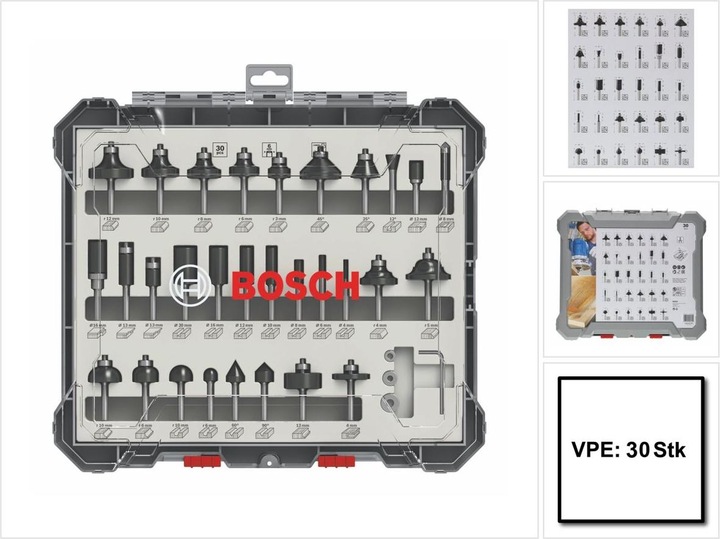 Produktbild Bosch Professional Zubehör 30-teiliges Fräser-Set, 6-mm-Schaft für Handfräsen