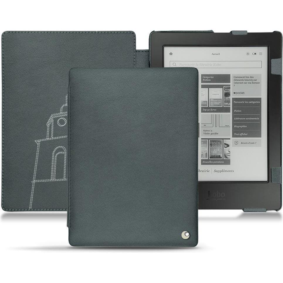 Noreve Lederschutzhülle horizontal (Aura H2O), eReader Zubehör, Blau