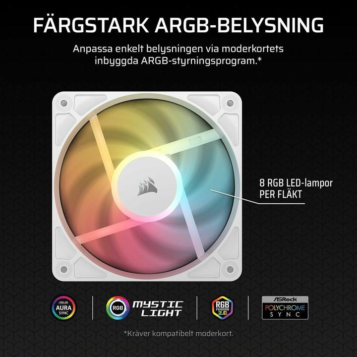 Produktbild Corsair PC-Lüfter R5 120-R ARGB Weiss, Beleuchtung: Ja (120 mm, 3x)