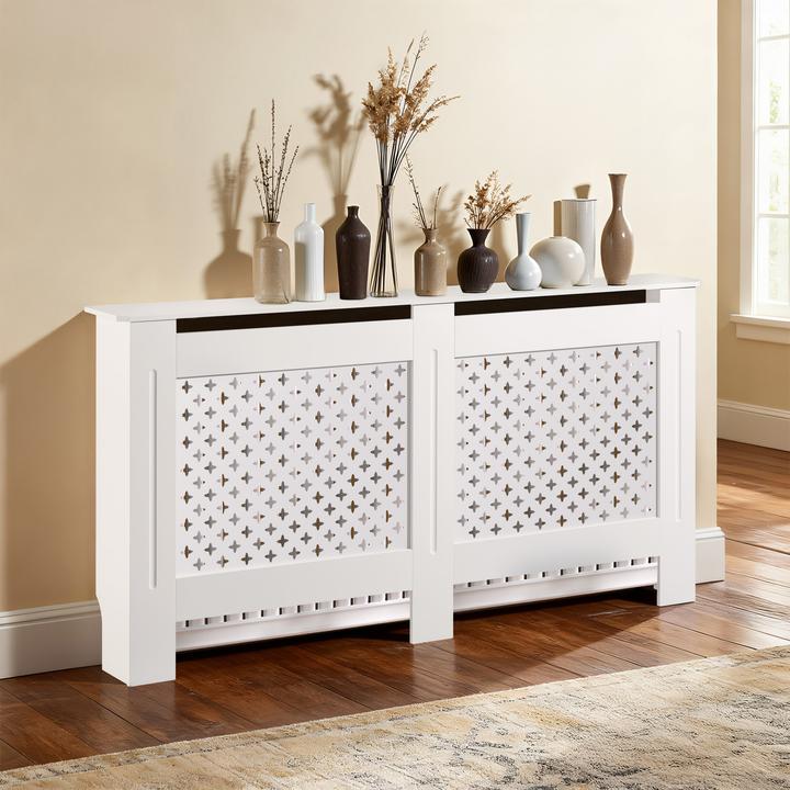 Produktbild Wiltec Toboli Heizkörperverkleidung weiss 152x19x82cm Heizkörperabdeckung MDF Heizkörper