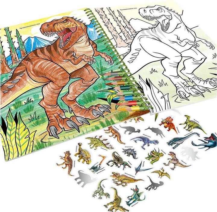 Produktbild Dino World - Colouring Book with Coloured Pencils - (412746)