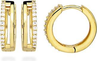 Image du produit Silver Cat - Gold-plated hoop earrings with cubic zirconia SC540