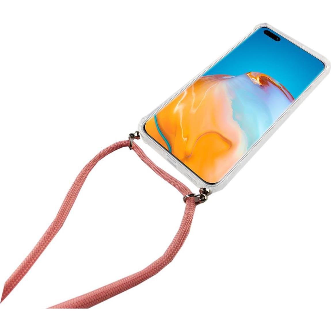 Thumbnail - König Design Huawei P40 Handykette Hülle mit Band Case zum umhängen mit Kordel Etui Rosa, Handykette, Transparent
