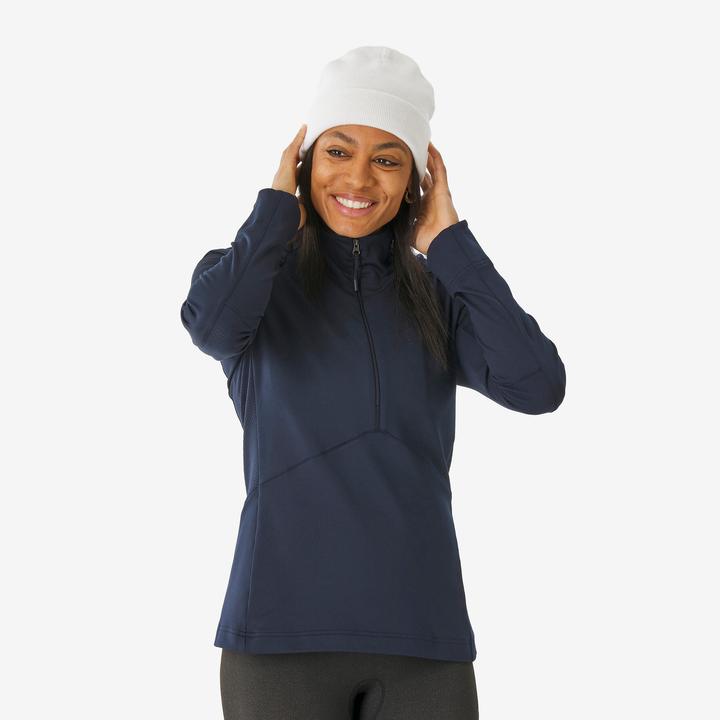 Actual product image Wedze Skiunterwäsche Funktionsshirt Damen warm 1/2-Zip - BL500 marineblau (L)