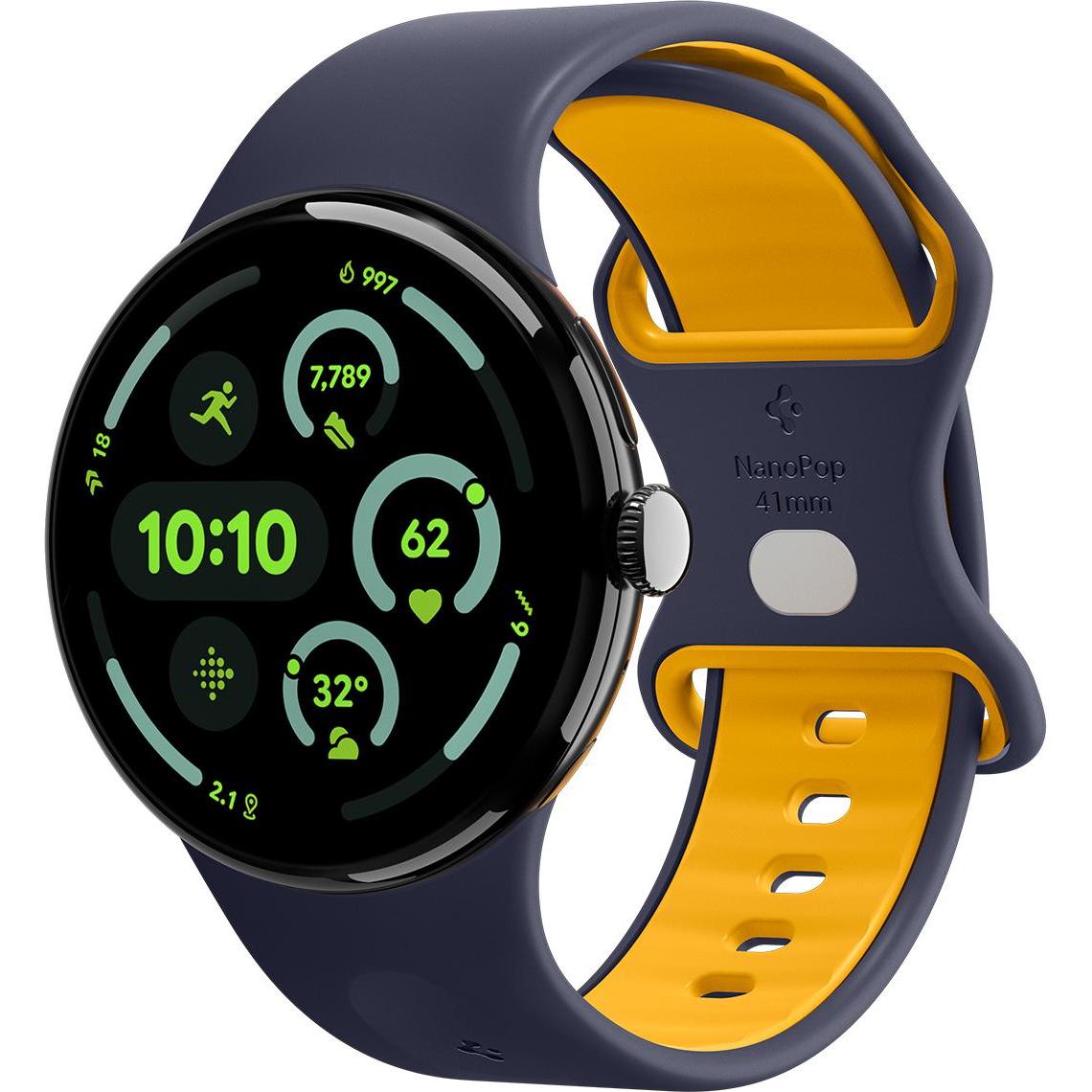 Spigen Nano Pop Band Granatowy (marynarski), Żółty Silikon (Silicone), Cinturini per orologi, Blu, Giallo