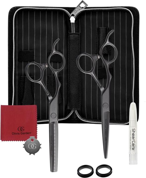 Produktbild Olivia Garden SilkCut Pro Shear Kit Matt Black LEFT-Handed (14.61 cm)