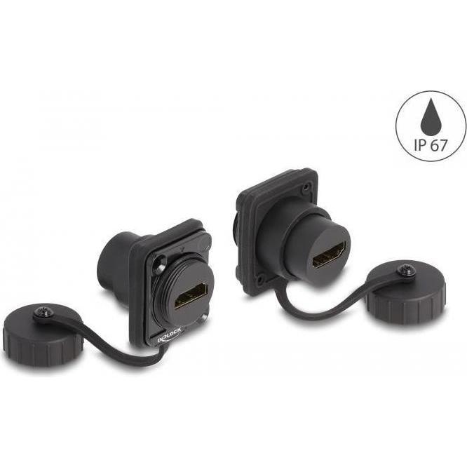 Delock D-Typ Modul HDMI-A Buchse zu HDMI-A Buchse mit Verschlusskappe IP67 staub- und wasserdicht (0.03 m, HDMI), Video ...