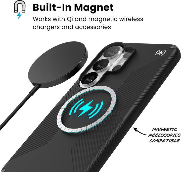 Actual product image speck Presidio2 Grip Magnet - Samsung Galaxy S26 Ultra MagSafe Case (Black/Slate Gray/White) (Samsung Galaxy S26 Ultra)