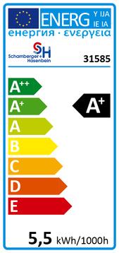 Energy Label Scharnberger+Hasenbein LED globe moulding lamp (E27, 5.50 W, 470 lm, 1 x, F)