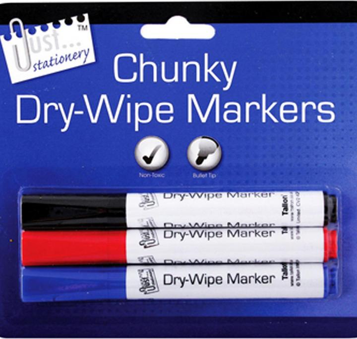 Actual product image Tallon Chunky Dry-Wipe Board Markers (Pack Of 3) (Colored, 3 x)