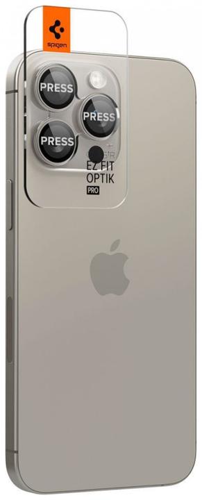 Immagine prodotto Spigen Proteggi fotocamera Optik.tR EZ Fit per iPhone 14 Pro / Pro Max / 15 Pro / Pro Max - titanio (2 Pezzo/i, Apple iPhone 14 Pro, Apple iPhone 14 Pro Max, Apple iPhone 15 Pro, Apple iPhone 15 Pro Max, Apple iPhone 16 Pro Max, Apple iPhone 16 Pro)