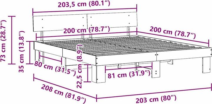 Actual product image vidaXL Bedstead (200 x 200 cm)