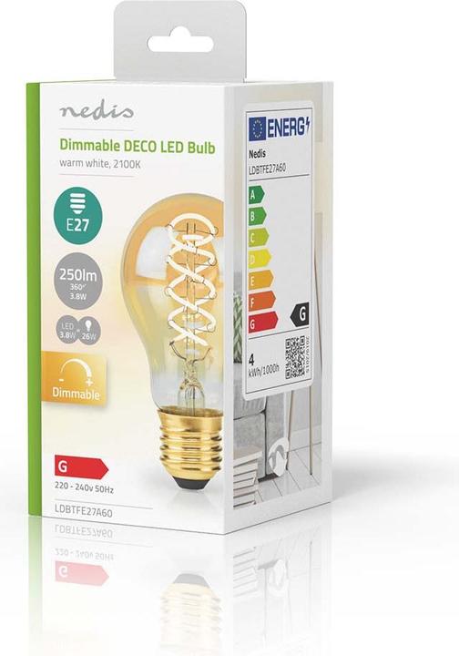 Image du produit Nedis LDBTFE27A60 Lampe LED à filament E27 A60 3.8 W 250 lm 2100 K extra blanc chaud Nombre de lampes en (E27, 250 lm, 1x)