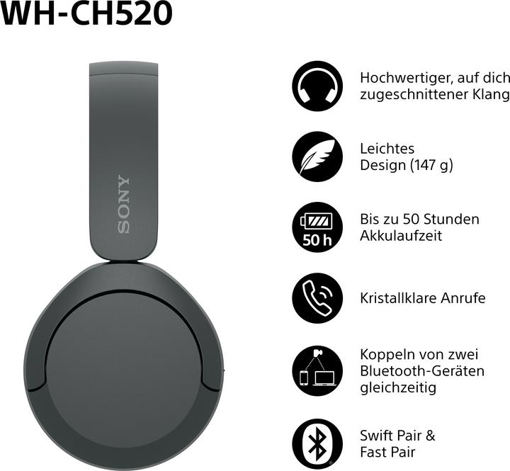 Actual product image Sony WH-CH520 (No noise cancellation, 50 h, Wireless)