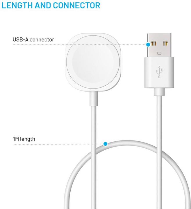 Image du produit Fixed Câble de recharge pour Apple Watch, USB-A