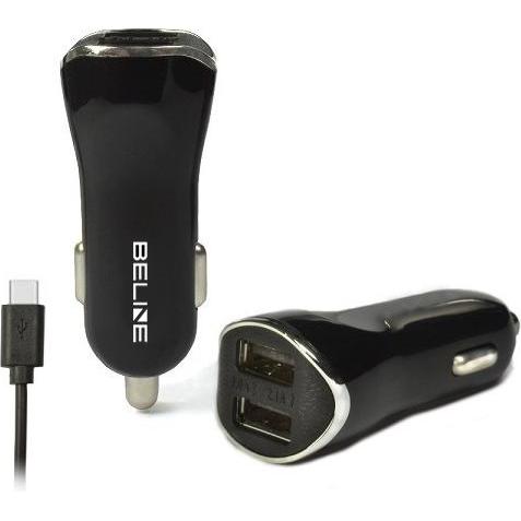 Beline Ład. sam. 2xUSB + USB-C 2,1A czarna/black, Auto Adapter, Schwarz