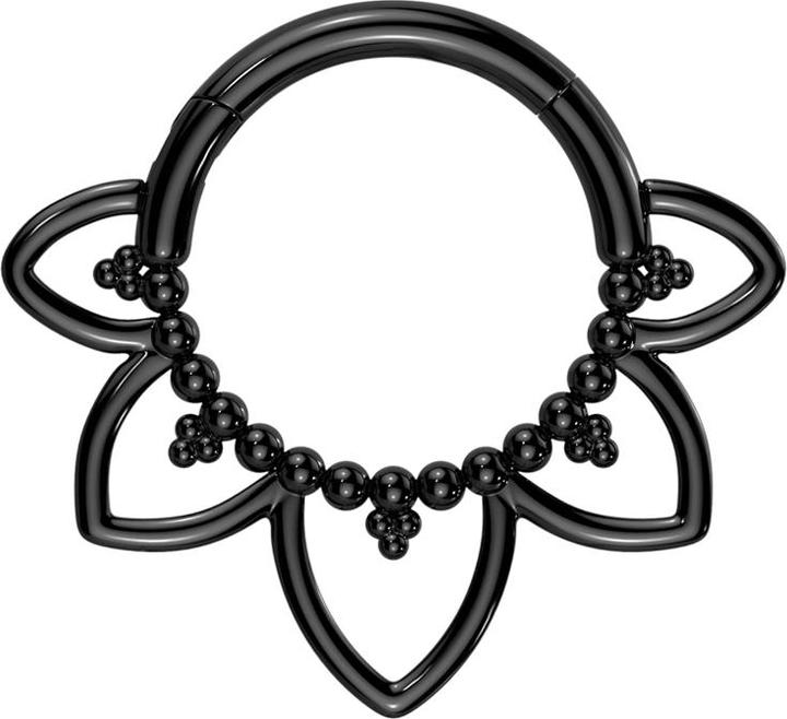 Actual product image Star Piercing Micro segment ring hinged black balls filigree hearts (without brass, Titanium)