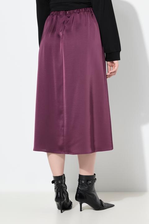 Image du produit Ulla Popken Jupe midi en satin, silhouette en A et ceinture confortable (50, 52)