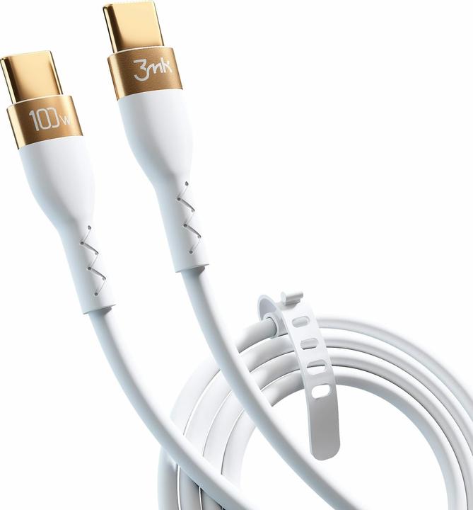 Actual product image 3MK HyperSilicone Cable USB-C/USB-C cable 2m 100W Biały/White (2 m, USB 3.0, 100 W)
