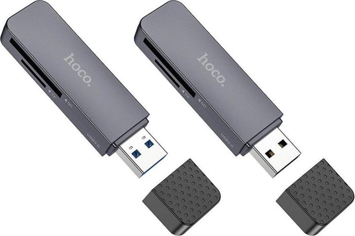 Actual product image Hoco Headphone with microphone card reader 2w1 USB A 2.0 HB45 metal gray (USB 2.0)