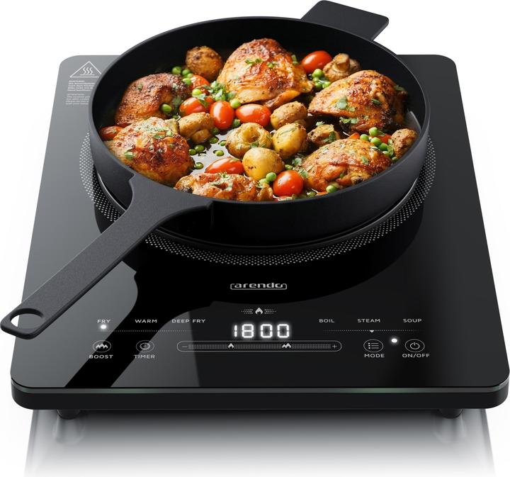Produktbild Arendo Induktions-Kochfeld Einzelkochplatte, Mobile 2200W Induktionsplatte, Timer, Touch & Kindersicherung