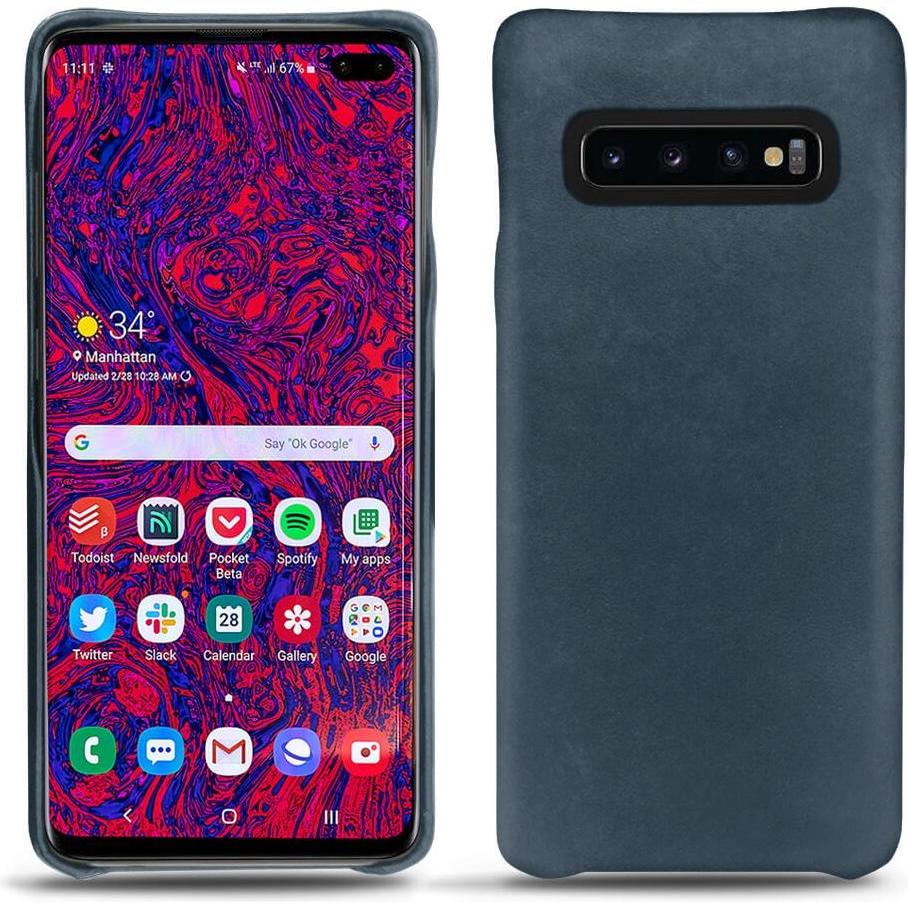 Noreve Lederschutzhülle (Samsung Galaxy S10+), Smartphone Hülle, Blau