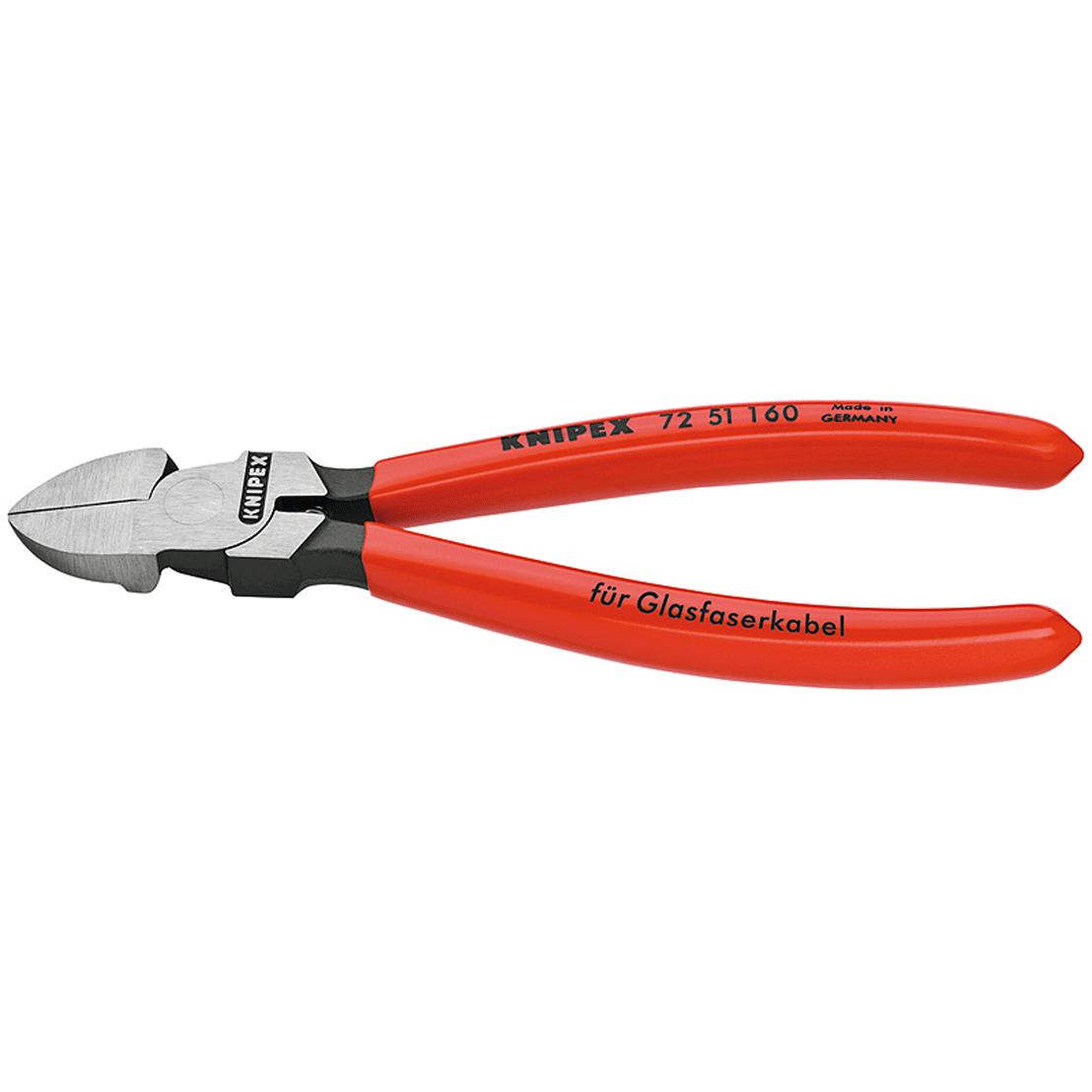 Knipex, Bolzenschneider + Seitenschneider, Seitenschneider für Lichtwellenleiter (Glasfaserkabel) (160 mm)