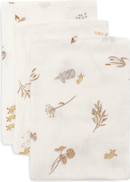 Jollein Lot de 3 débarbouillettes bébé 15 x 20 cm, blanc Riverside